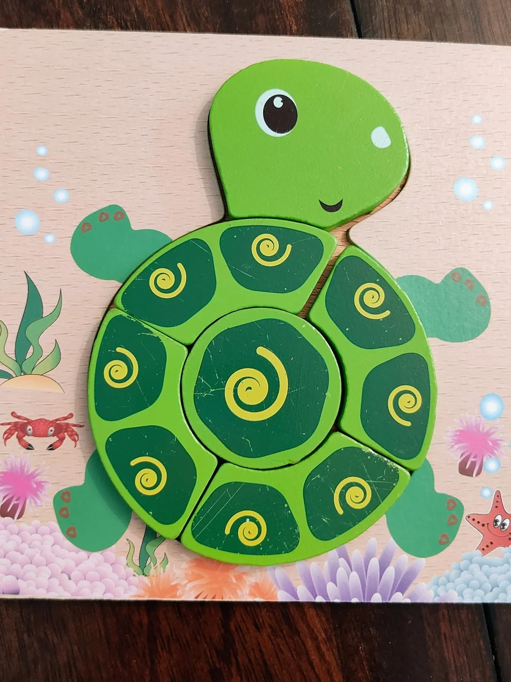 Children's Wooden Animal Puzzle Set - Colorful Red, Yellow, Green Pieces